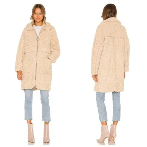 NWT ON PARLE DE VOUS Inter Teddy Zip Up Coat in Beige S - Picture 2 of 6